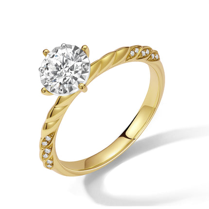 GJ Engagement Halo Lab Diamond Ring Yellow Gold