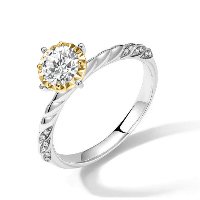 GJ Engagement Halo Lab Diamond Ring White Gold