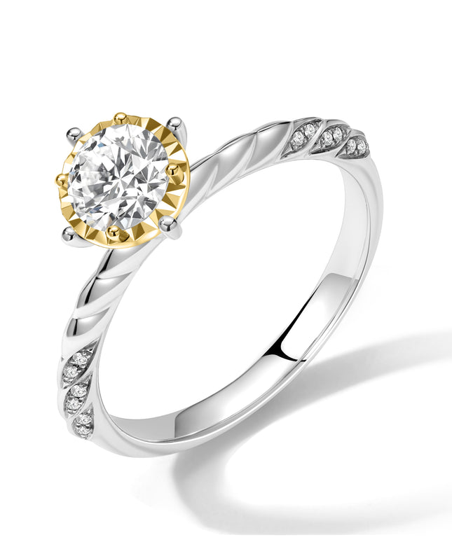 GJ Engagement Halo Lab Diamond Ring White Gold