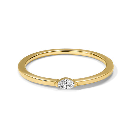 GJ Classic East-west Marquise Solitaire Diamond Ring Band in 14k yellow gold