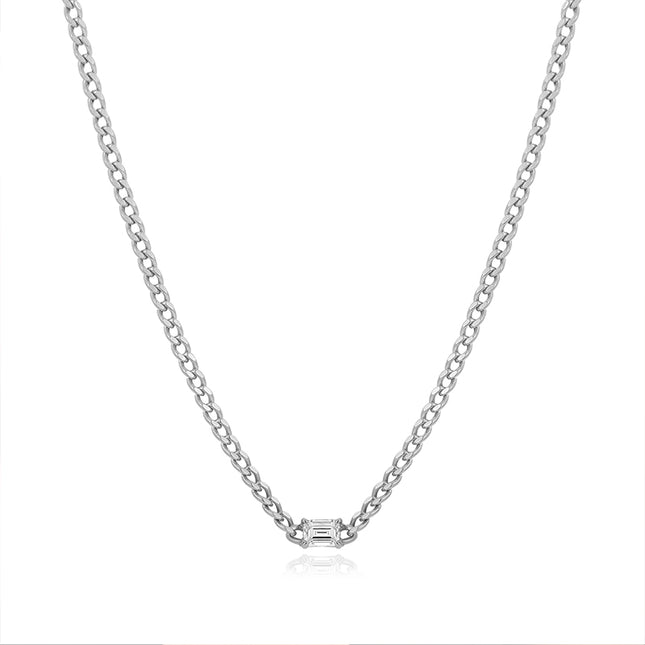 GJ Classic Emerald Lab Diamond Cuban Chain Necklace