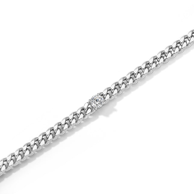 GJ Classic Round Lab-grown Diamond Cuban Chain Bracelet