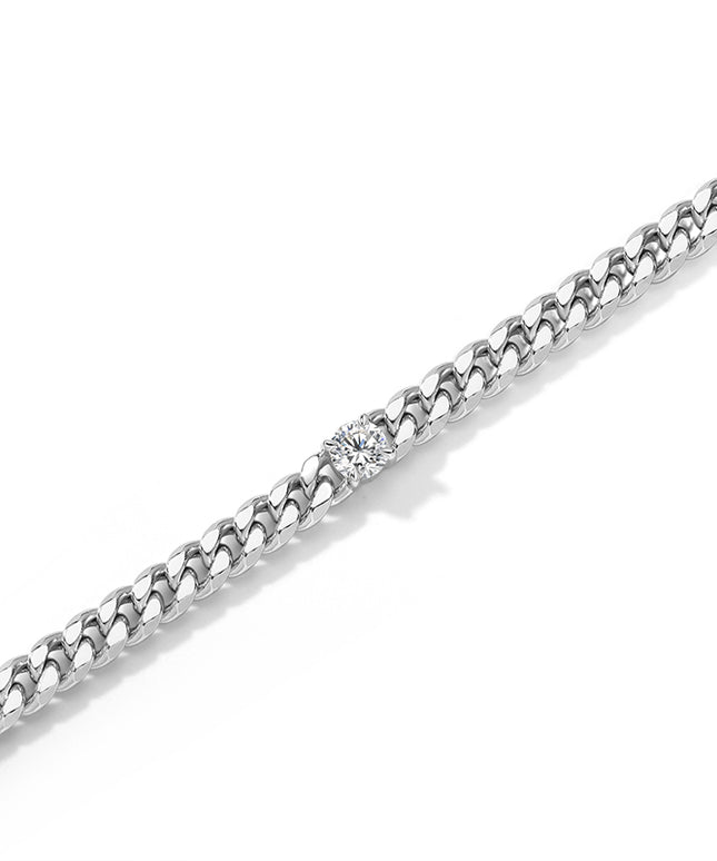 GJ Classic Round Lab-grown Diamond Cuban Chain Bracelet