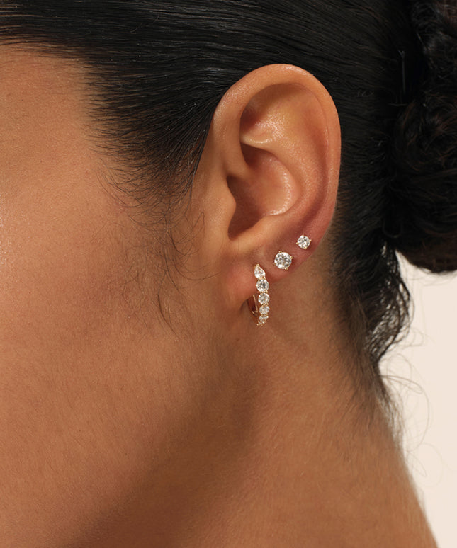 GJ Classic Graduated Lab Diamond Hoop Earrings in 14k yellow gold