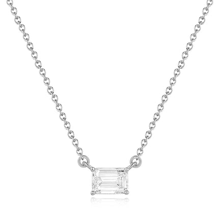 GJ Classic Emerald Solitaire Pendant Necklace