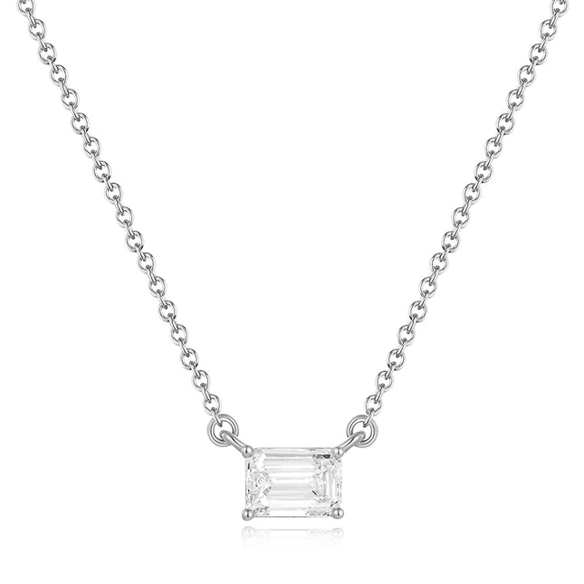 GJ Classic Emerald Solitaire Pendant Necklace