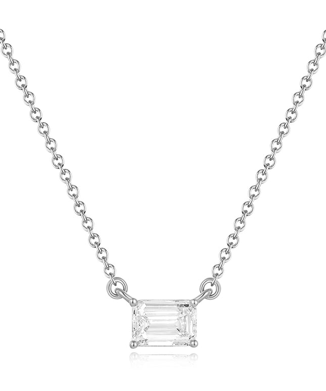 GJ Classic Emerald Solitaire Pendant Necklace