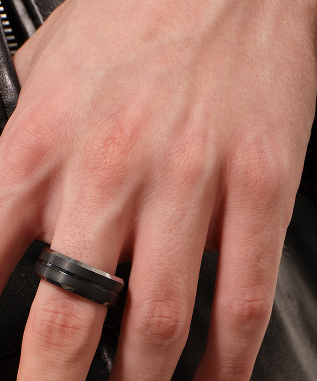 Signature Ring Brushed Black Tungsten Band