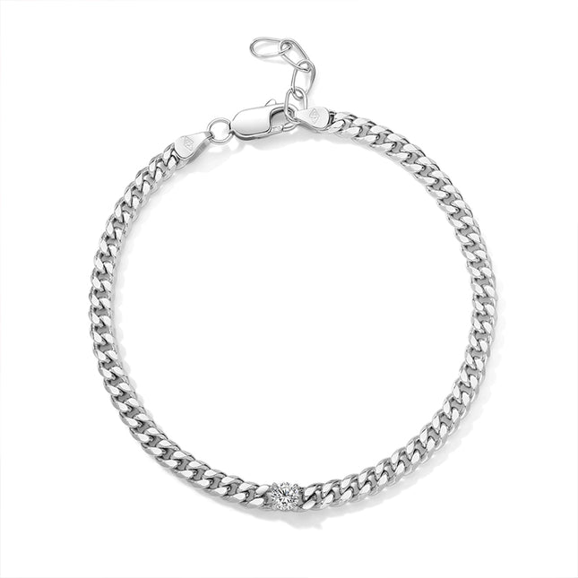 GJ Classic Round Lab-grown Diamond Cuban Chain Bracelet