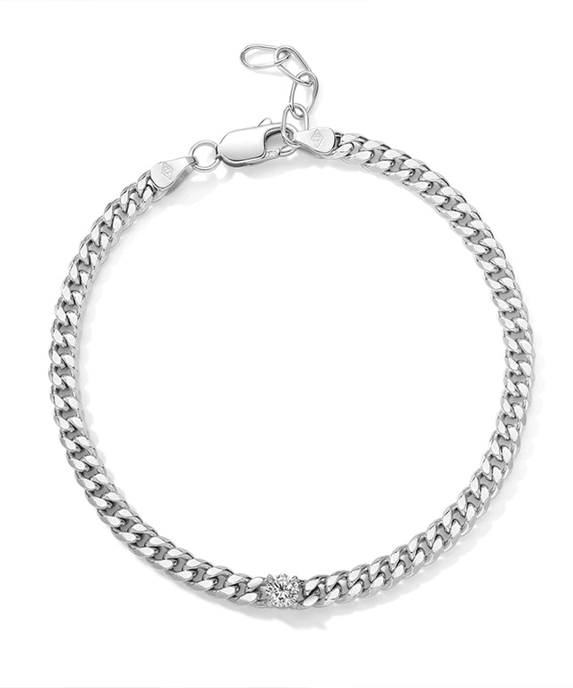 GJ Classic Round Lab-grown Diamond Cuban Chain Bracelet