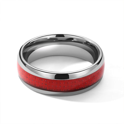 8mm Red Tungsten Carbide Wedding Band