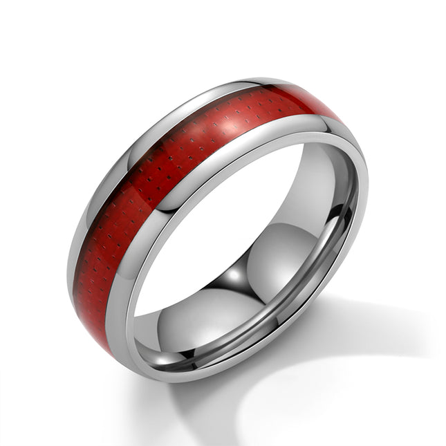 8mm Red Tungsten Carbide Wedding Band