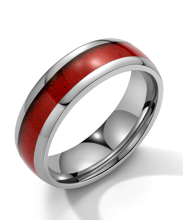 8mm Red Tungsten Carbide Wedding Band