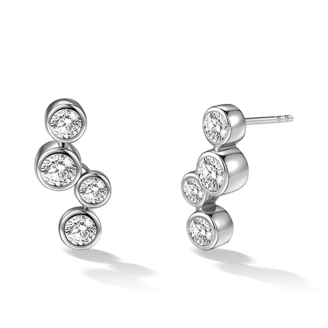 White Gold Bubble Bezel-Set Lab Diamond Drop Earrings (Large)