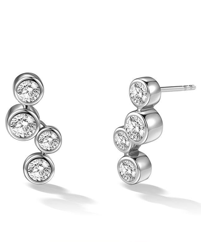 White Gold Bubble Bezel-Set Lab Diamond Drop Earrings (Large)