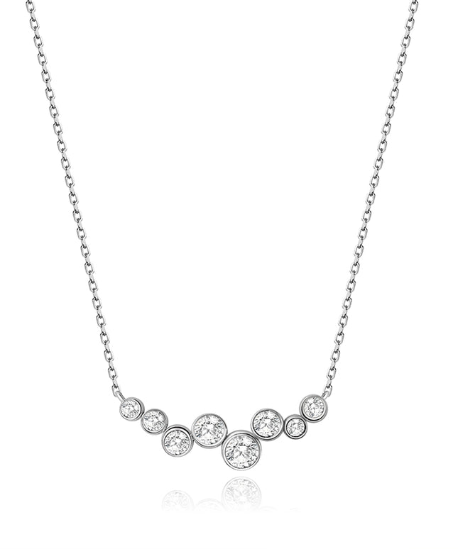 Bubble Bezel-Set Lab Diamond Necklace white gold