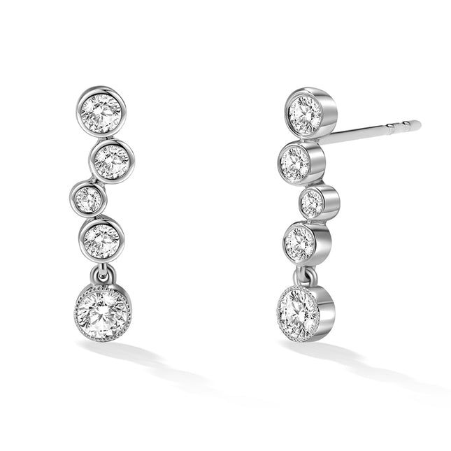 Bubble Bezel-Set Lab Diamond Drop Earrings white gold