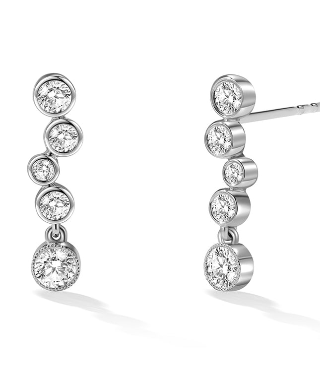 Bubble Bezel-Set Lab Diamond Drop Earrings white gold