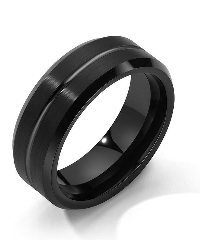 Signature Ring Brushed Black Tungsten Band