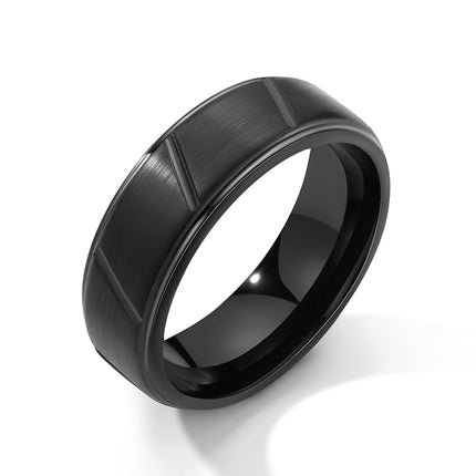 Signature Ring Matte Black Grooved Tungsten Carbide Band