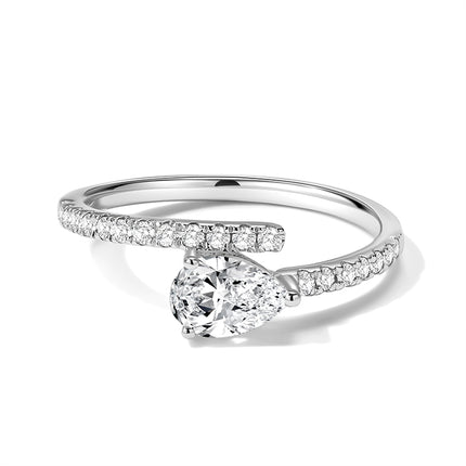 Shiny Drop Pear Solitaire Lab-grown Diamond Engagement Ring