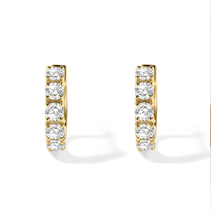 GJ Classic Radiance Round Diamond Hoop Earrings in 14k yellow gold