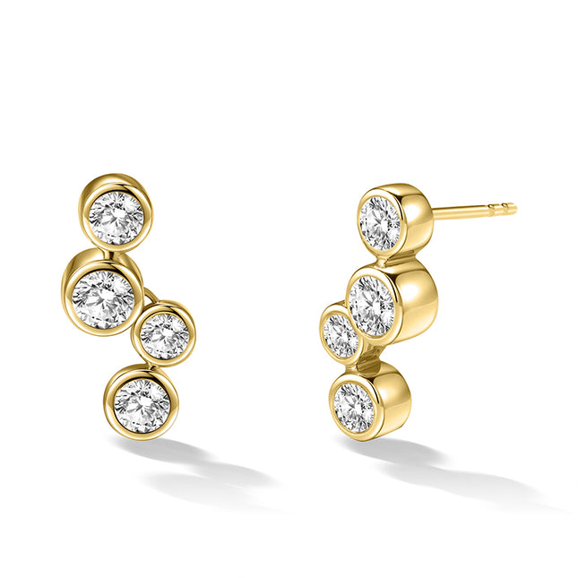 Bubble Bezel-Set Lab Diamond Drop Earrings (Large)