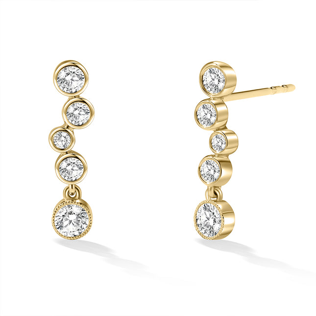 Bubble Bezel-Set Lab Diamond Drop Earrings 14k Yellow Gold