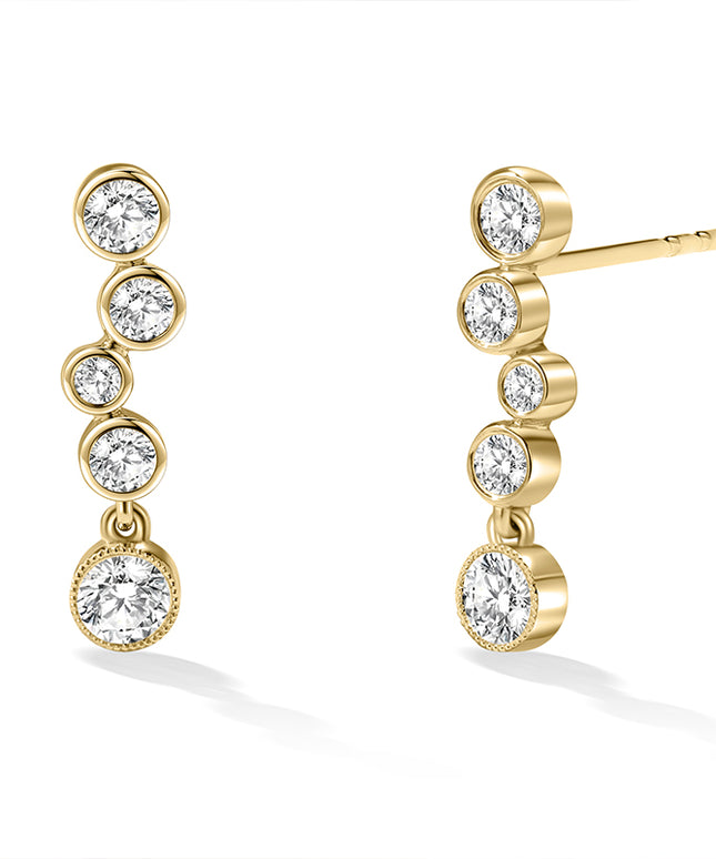 Bubble Bezel-Set Lab Diamond Drop Earrings 14k Yellow Gold