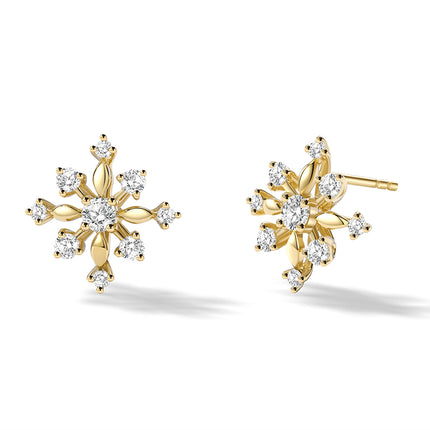 Shiny Snow Lab-grown Diamond Stud Earrings in 14k yellow gold