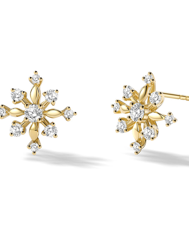 Shiny Snow Lab-grown Diamond Stud Earrings in 14k yellow gold