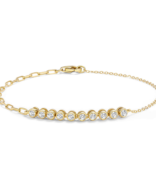 Bubble Bezel-Set Lab Diamond Bracelet 14k Yellow Gold