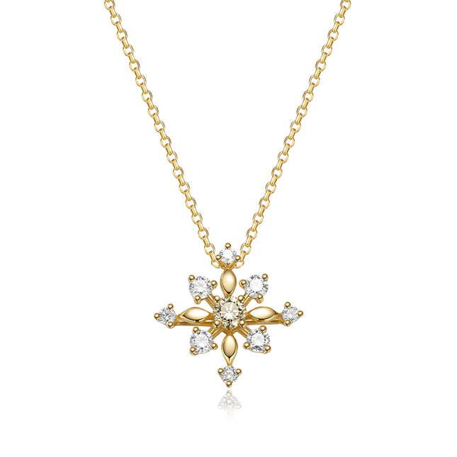 Shiny Snow Lab-grown Diamond Pendant Necklace in yellow gold