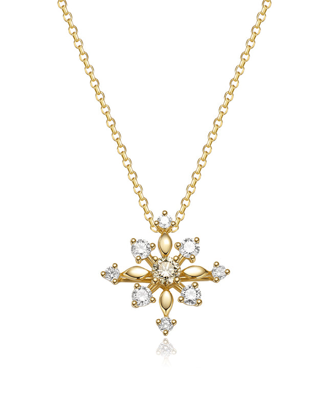 Shiny Snow Lab-grown Diamond Pendant Necklace in yellow gold