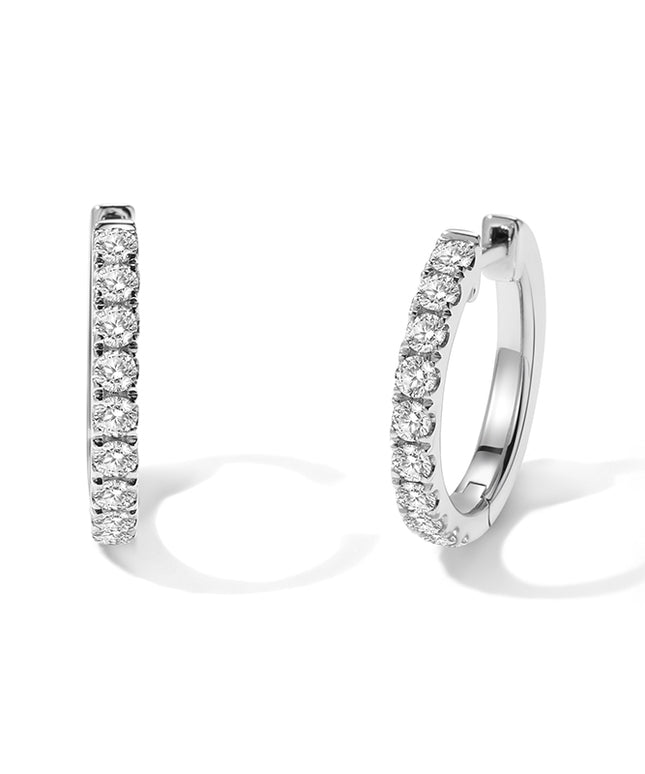 GJ Classic Pavé Lab Diamond Hoop Earrings in white gold