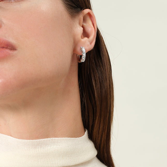 GJ Classic Radiance Round Diamond Hoop Earrings in 14k white gold