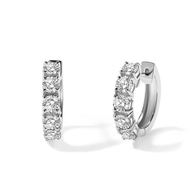 GJ Classic Radiance Round Diamond Hoop Earrings in 14k white gold