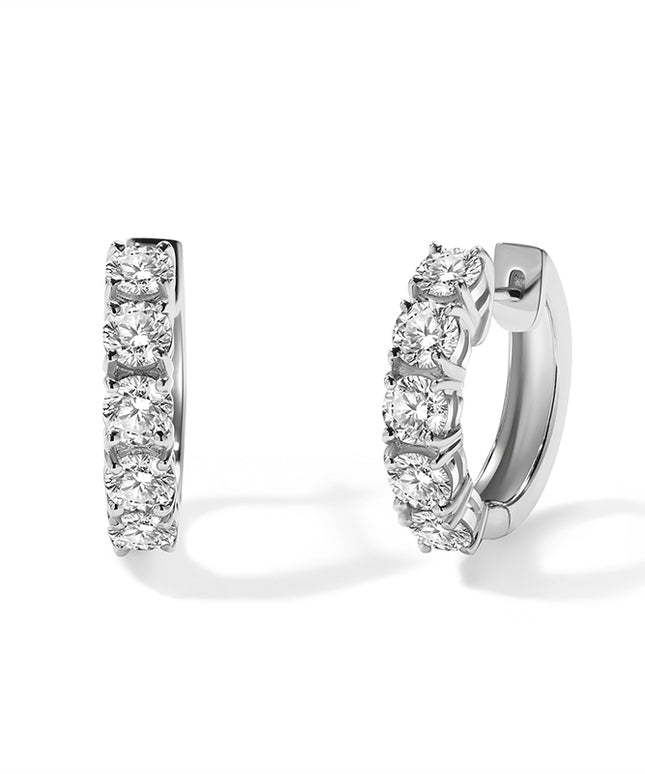 GJ Classic Radiance Round Diamond Hoop Earrings in 14k white gold