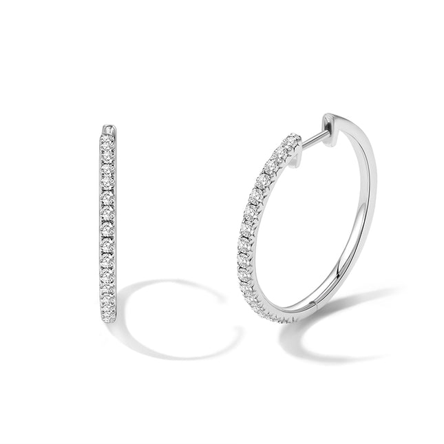 GJ Classic Slim Lab-grown Diamond Hoop Earrings in white gold