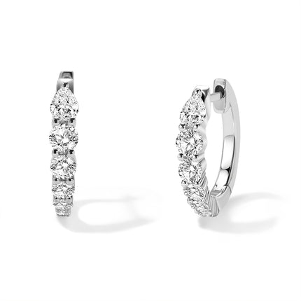 GJ Classic Graduated Lab Diamond Hoop Earrings in white gold