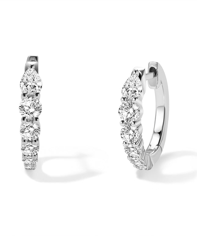 GJ Classic Graduated Lab Diamond Hoop Earrings in white gold