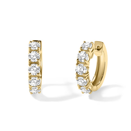 GJ Classic Radiance Round Diamond Hoop Earrings in 14k yellow gold