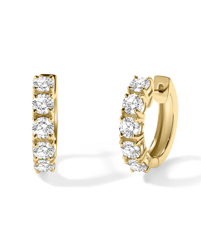 GJ Classic Radiance Round Diamond Hoop Earrings in 14k yellow gold