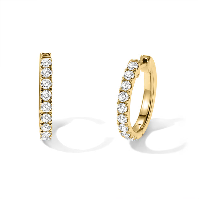 GJ Classic Pavé Lab-Grown Diamond Hoop Earrings in 14k yellow gold