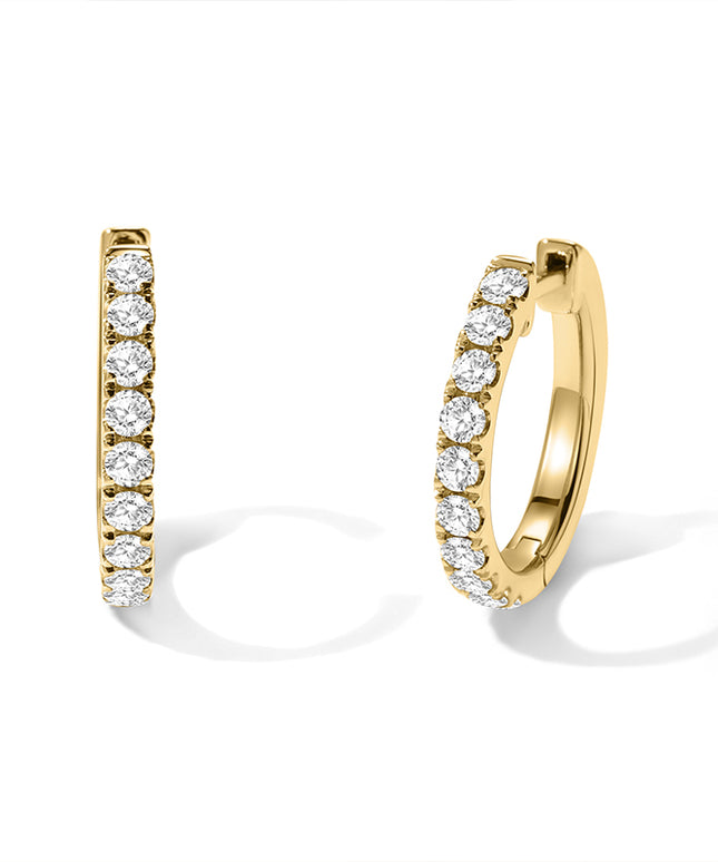 GJ Classic Pavé Lab-Grown Diamond Hoop Earrings in 14k yellow gold