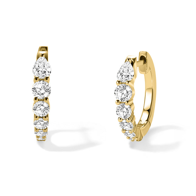 GJ Classic Graduated Lab Diamond Hoop Earrings in 14k yellow gold