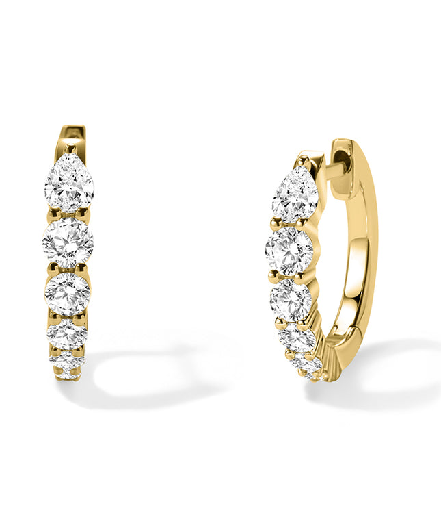 GJ Classic Graduated Lab Diamond Hoop Earrings in 14k yellow gold