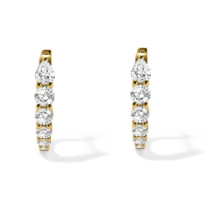 GJ Classic Graduated Lab Diamond Hoop Earrings in 14k yellow gold