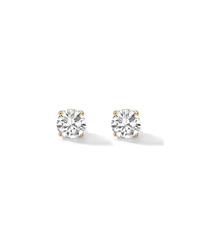 GJ Classic Basket Round Solitaire Diamond Stud Earrings