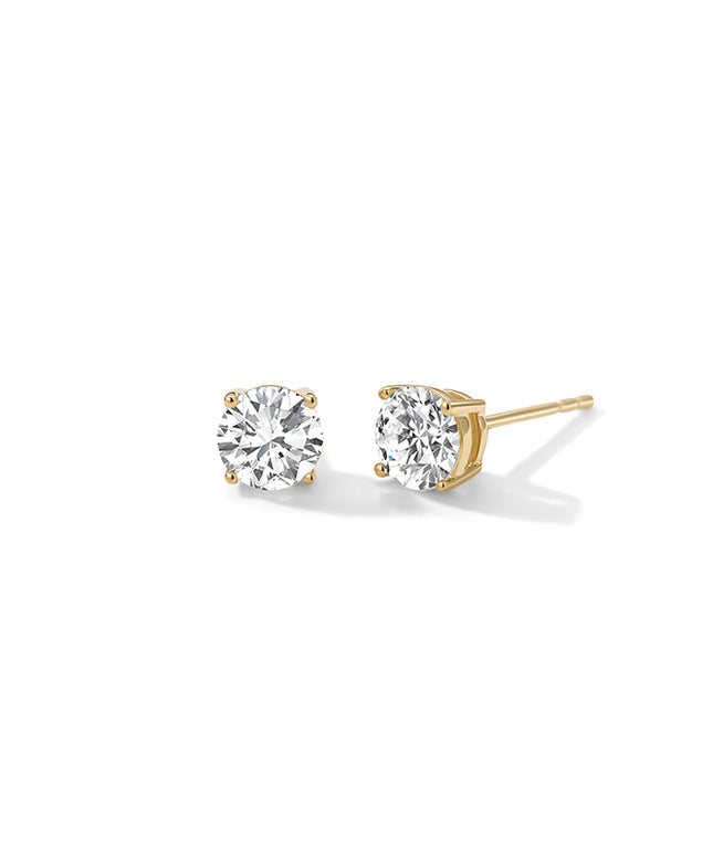 GJ Classic Basket Round Solitaire Diamond Stud Earrings